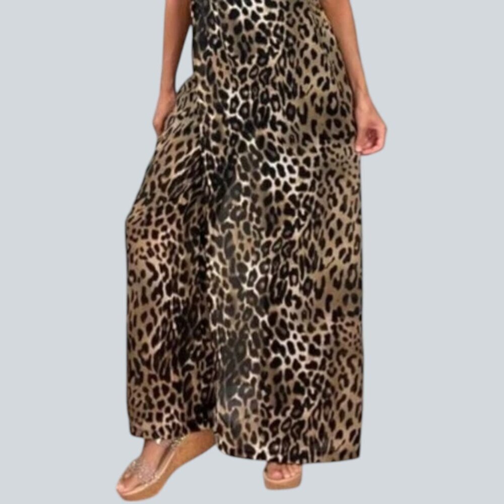 BOSTON PROPER LEOPARD PRINT DRAPE FRONT JUMPSUIT - Picture 4 of 9